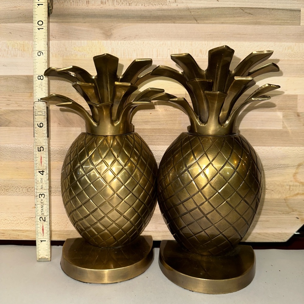 Pair of Vintage Brass Pineapple Bookends